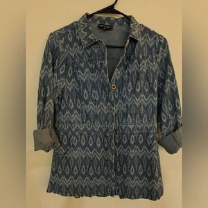 DC2 Chambray Denim Lightweight Diamond Print Jacket XS